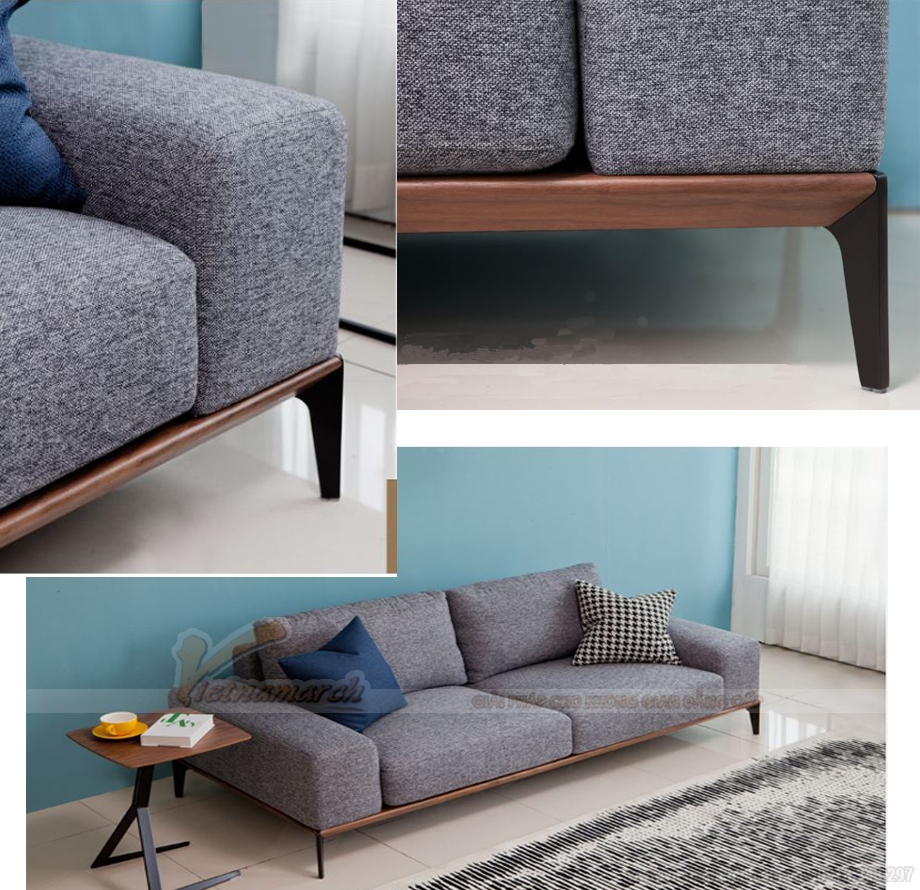 Mẫu sofa nỉ màu đậm, kiểu dáng trẻ trung, hiện đại
