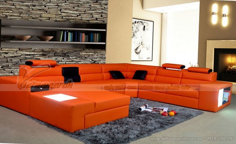 17 mẫu sofa da dài 3m nhất định phải có cho phòng khách rộng đẹp hiện đại