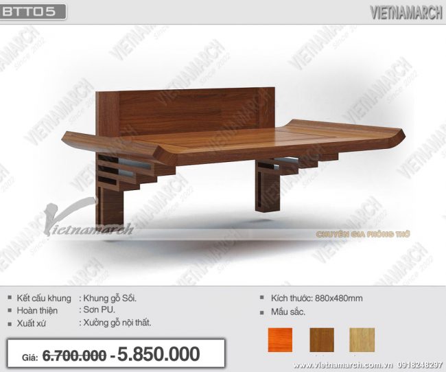 BTT 05- Mẫu bàn thờ treo tường thiết kế đơn giản, độc đáo phù hợp với nhiều không gian trong gia đình
