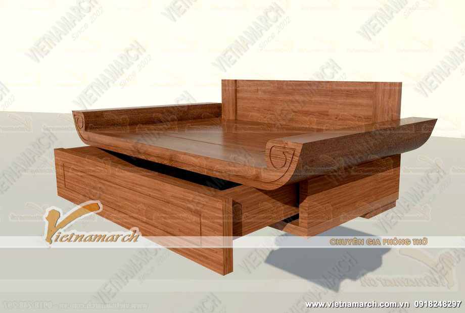 Mẫu bàn thờ treo gỗ Gõ Lào bền đẹp giá rẻ tại Hà Nội: BTT 14