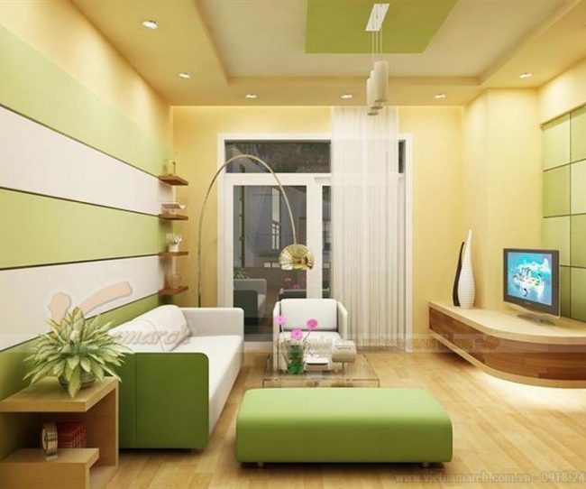 Ý tưởng phối màu cho trần thạch cao phòng khách hiện đại