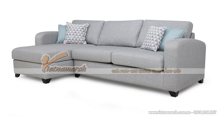 Không thể bỏ qua những mẫu ghế sofa đơn giản hiện đại cho không gian phòng khách > Mẫu sofa góc vải nỉ đơn giản, hiện đại tông màu sáng trẻ trung