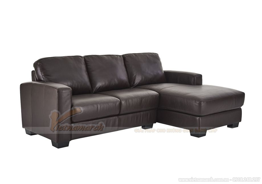Không thể bỏ qua những mẫu ghế sofa đơn giản hiện đại cho không gian phòng khách > Mẫu sofa góc da đơn giản, hiện đại màu nâu sang trọng