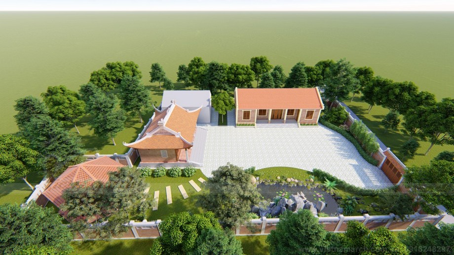 Công trình thiết kế nhà thờ họ anh Hải tại Nam Đàn Nghệ An > 2.Khuôn viên nhà thờ họ ấn tượng