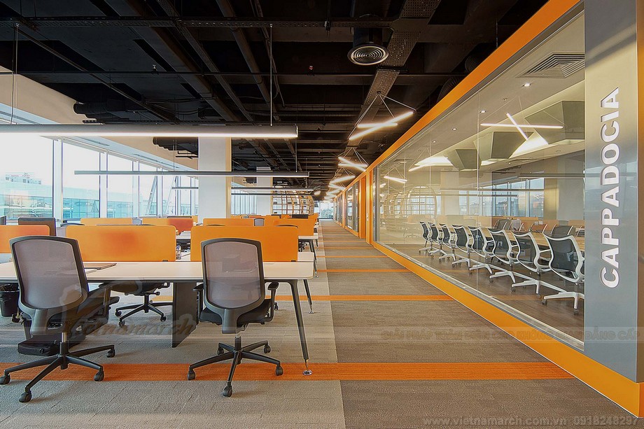 Tone màu cam trong thiết kế nội thất văn phòng được ưa chuộng