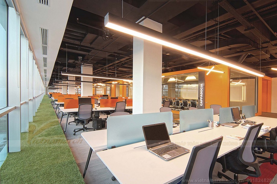 Thiết kế không gian làm việc chung coworking space năng động với sự pha trộn màu sắc độc nhất > Mẫu thiết kế văn phòng làm việc đẹp và chất lượng