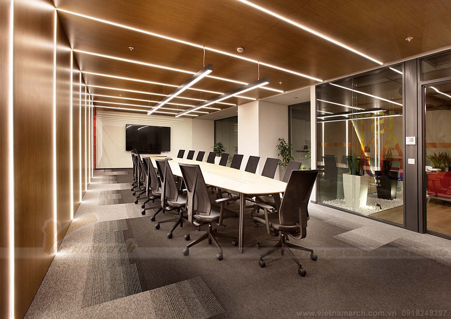 Thiết kế văn phòng coworking space ngập tràn màu sắc đẹp như quán cafe chuẩn xu hướng 2023 > Thiết kế khu vực phòng họp trong văn phòng coworking space