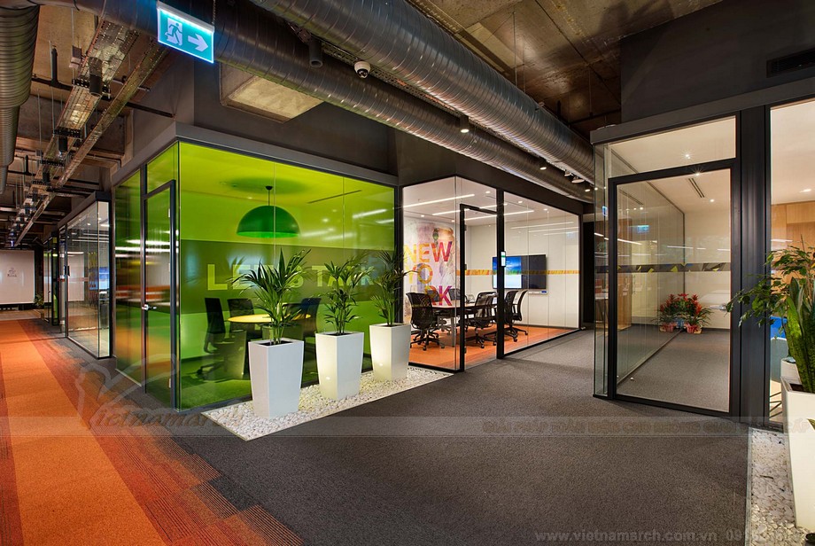 Thiết kế văn phòng coworking space ngập tràn màu sắc đẹp như quán cafe chuẩn xu hướng 2023 > Dự án thiết kế nội thất văn phòng hiện đại 