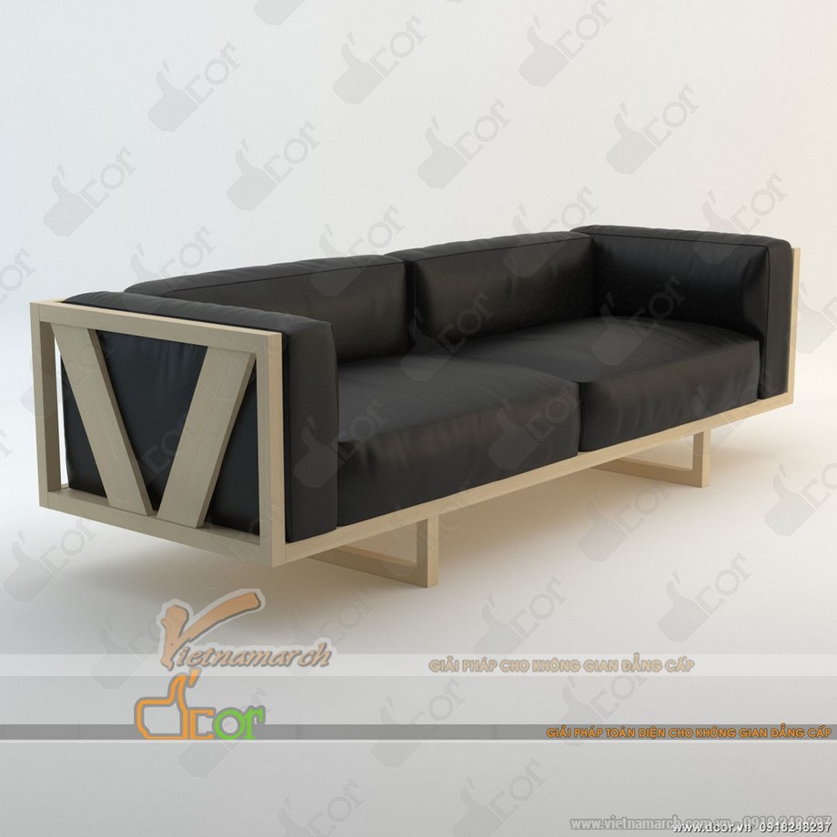 sofa gỗ da