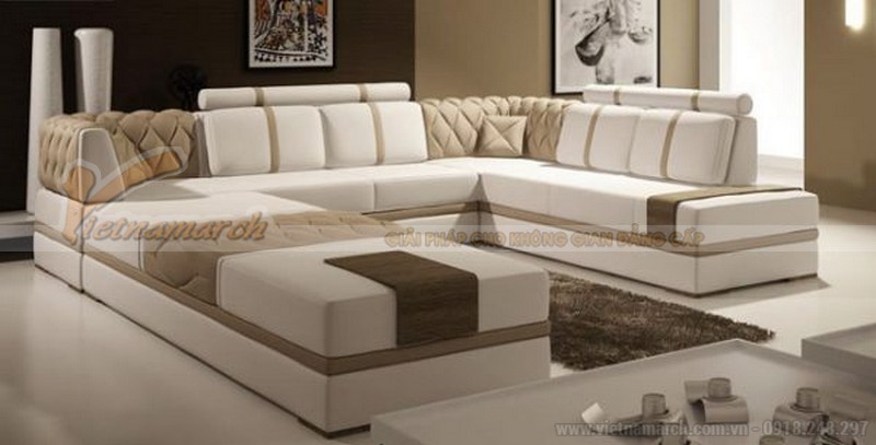 Sofa góc hình chữ U do có kích thước lớn, có nhiều chỗ ngồi và chiếm nhiều diện tích 