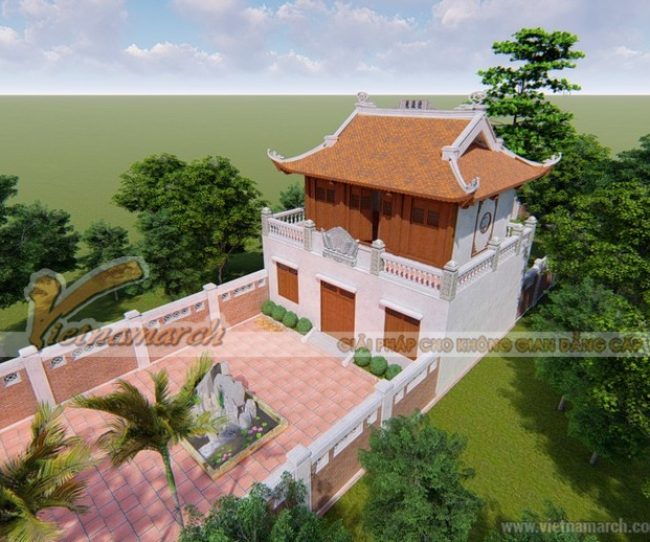 Mẫu nhà thờ họ 2 tầng 4 mái cổ kính tại Thanh Hóa.
