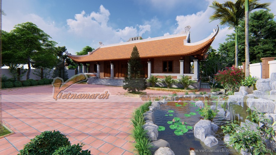Nhà thờ họ 5 gian 4 mái cùng sân vườn siêu đẹp tại Ninh Bình