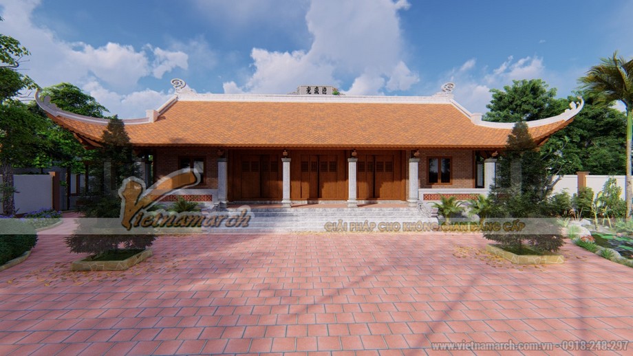Mẫu thiết kế nhà thờ họ 5 gian 4 mái hoành tráng tại Ninh Bình cùng hệ thống sân vườn rộng lớn