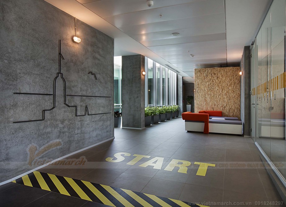 Thiết kế coworking space làm nổi bật thương hiệu công ty thu hút nguồn nhân lực trẻ > Thiết kế lối vào co-working space mang dấu ấn công ty rõ nét