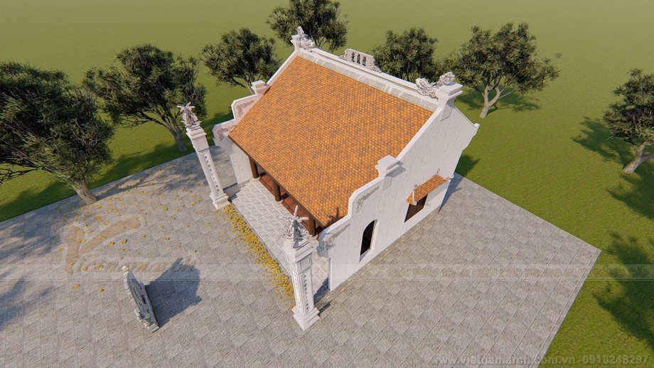 Thiết kế thi công nhà thờ họ 3 gian hai mái nhà anh Hoài Hà Nam > Hồ sơ thiết kế 3D nhà thờ họ 3 gian 2 mái Hà Nam