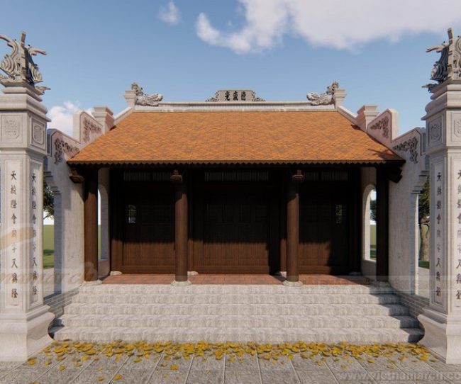 Hồ sơ thiết kế 3D nhà thờ họ 3 gian 2 mái Hà Nam