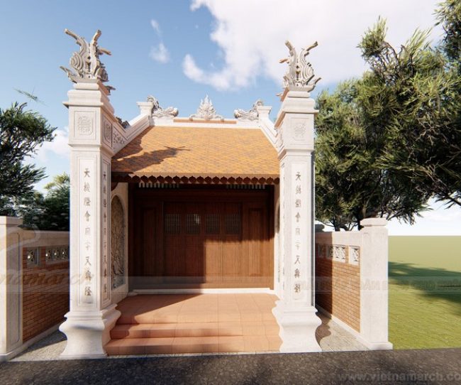 Bản vẽ thiết kế 3D nhà thờ họ 1 gian Sơn La
