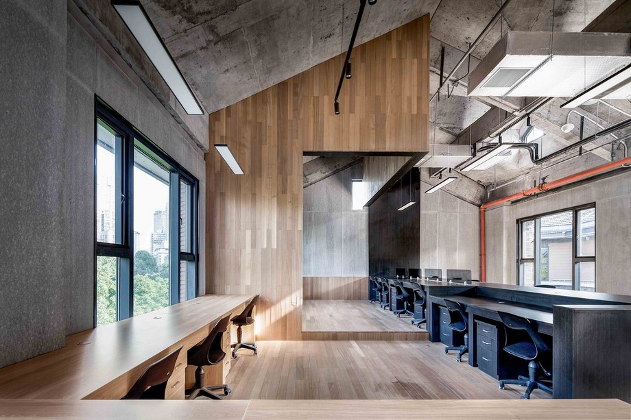 Dự án thiết kế không gian làm việc chung coworking space hiện đại với gỗ > Thiết kế khu vực làm việc