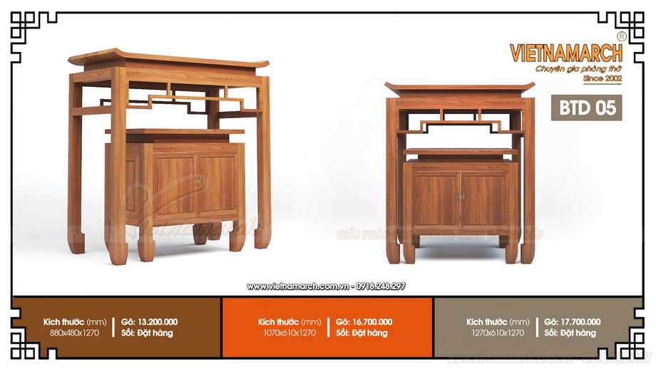 So sánh bàn thờ làm bằng gỗ gõ và gỗ hương, gỗ nào tốt hơn? > 
