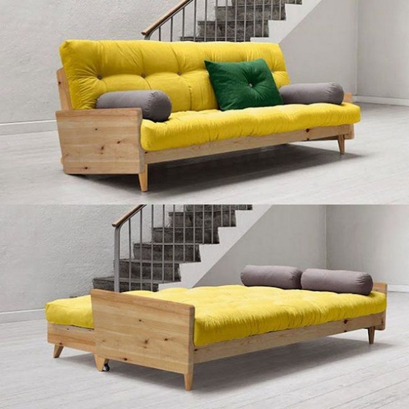 Gập xếp lại là một chiếc ghế sofa hiện đại và khi bung ra thì trở thành một chiếc giường