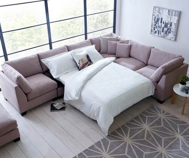 Mẫu sofa góc giường vải nỉ
