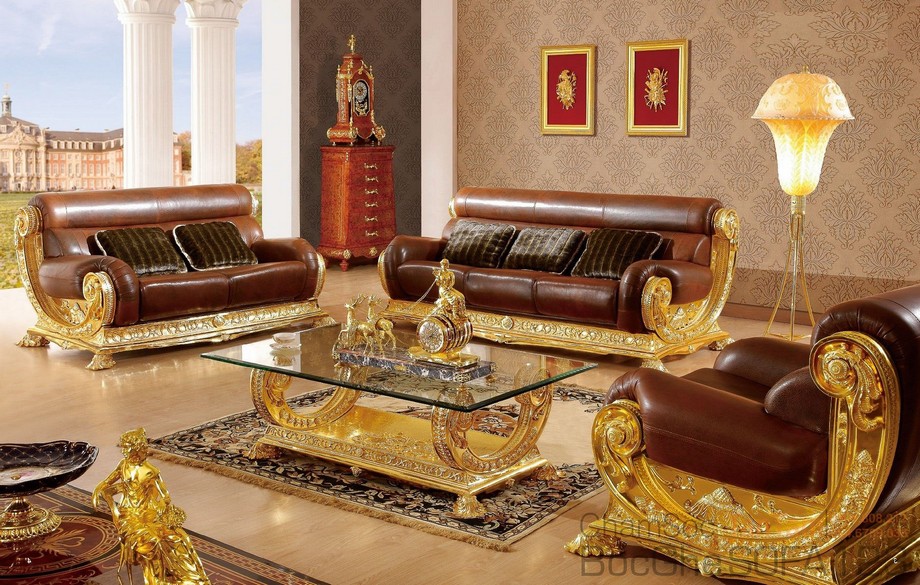 bộ sofa tân cổ điển mạ vàng