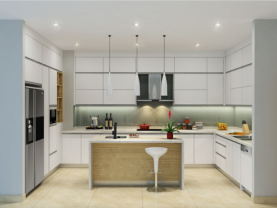 10+ mẫu tủ bếp đẹp hình chữ I cho không gian phòng bếp 2023 > Mẫu tủ bếp đẹp hình chữ U hiện đại