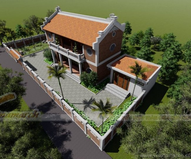 Thiết kế nhà thờ họ 2 tầng khang trang trên diện tích đất 300m2 ở Hưng Yên