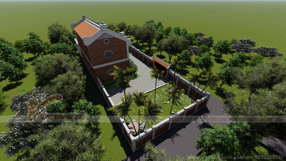 Thiết kế nhà thờ họ 2 tầng khang trang trên diện tích đất 300m2 ở Hưng Yên > từ đường dòng họ 2 tầng ấn tượng khang trang và rộng rãi
