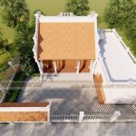 Mặt bằng và bản vẽ 3D nhà thờ họ nhỏ 3 gian 2 mái 40.6m2 kết hợp nhà bếp của chú Tạo Thanh Hóa
