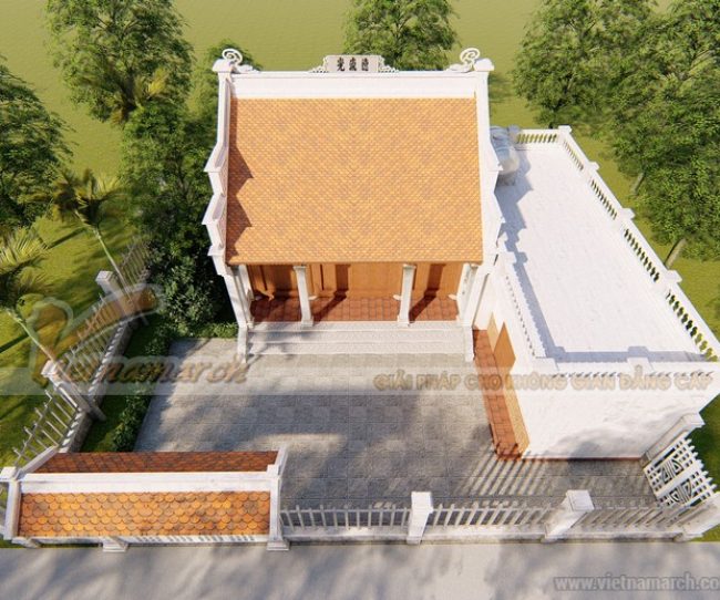 Mặt bằng và bản vẽ 3D nhà thờ họ nhỏ 3 gian 2 mái 40.6m2 kết hợp nhà bếp của chú Tạo Thanh Hóa