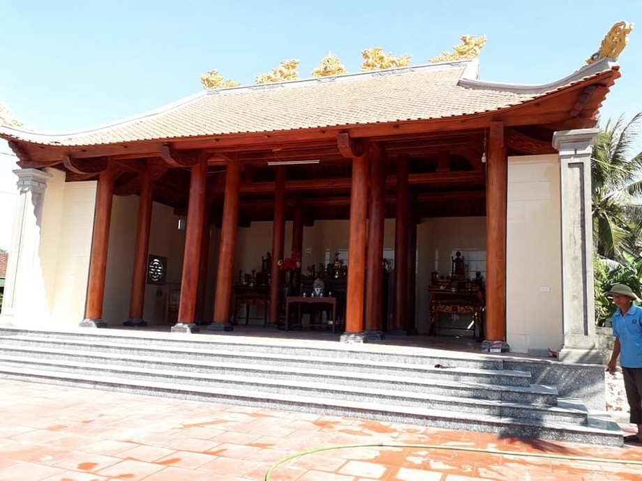 Thi công nhà thờ họ Nguyễn Quốc Hưng Nguyên Nghệ An 3 gian hai mái gỗ lim trên nền nhà thờ cũ