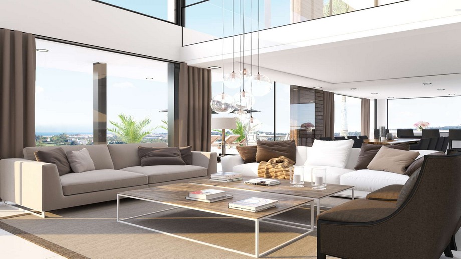Phương án thiết kế nội thất căn biệt thự hiện đại tại Nueva Andalucia – Marbella – Tây Ban Nha > Thiết kế nội thất phòng khách biệt thự hiện đại tại Nueva Andalucia tầng 1