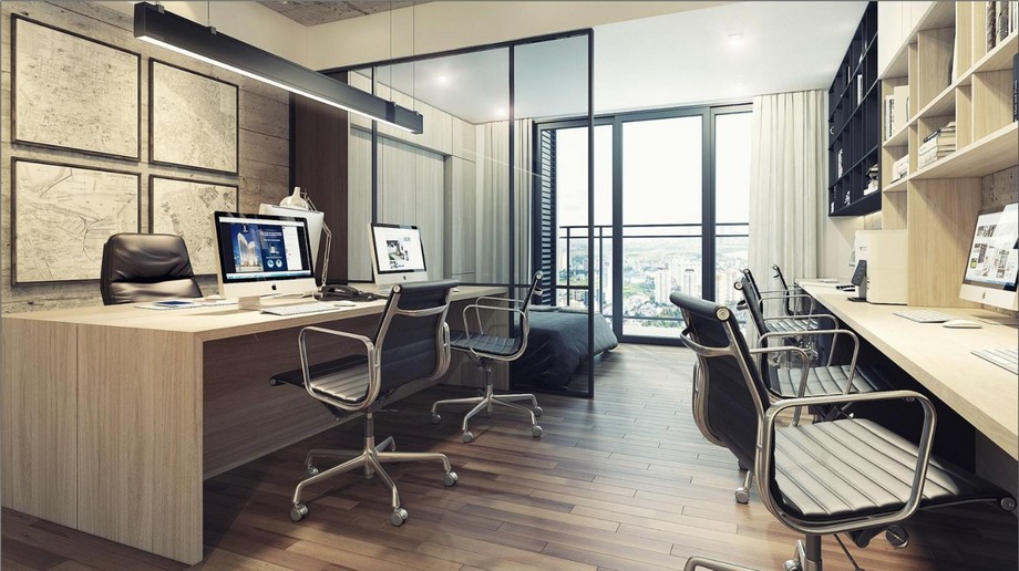Mẹo thiết kế văn phòng 60m2 và 10mẫu thiết kế văn phòng 60m2 đẹp > Thiết kế văn phòng 60m2 theo mô hình căn hộ offictel thú vị 
