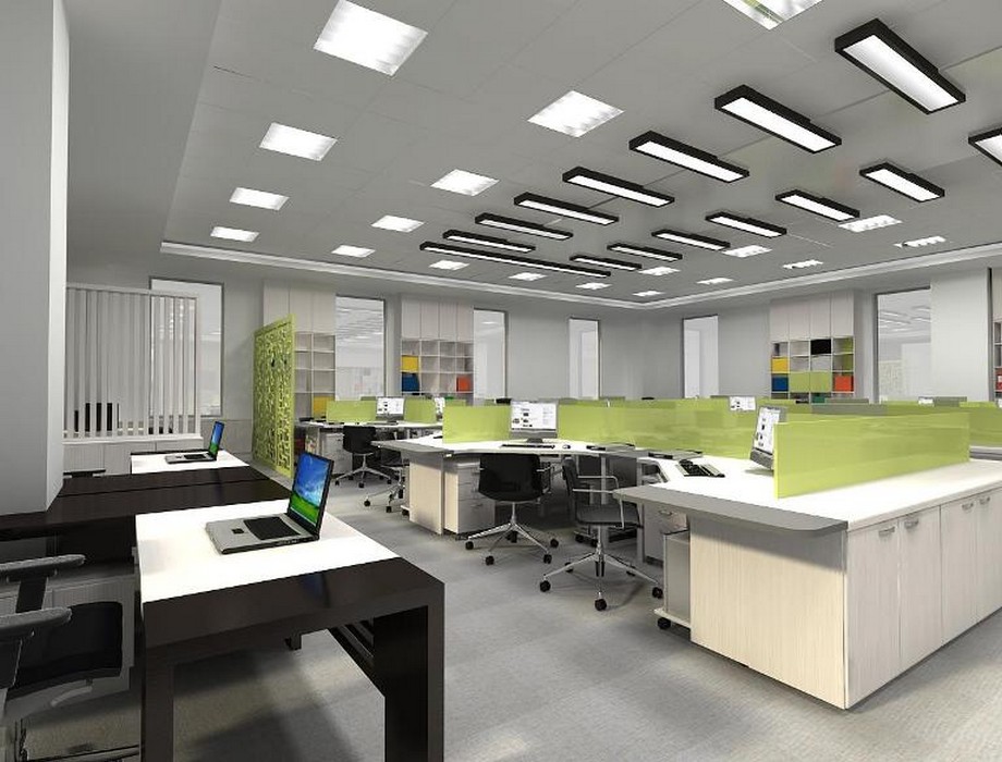 Thiết kế văn phòng 60m2 hiện đại với gam màu xanh làm điểm nhấn 