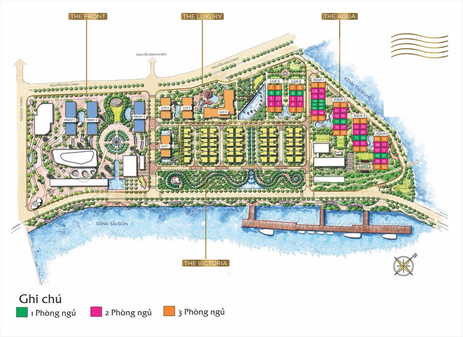 Tổng quan dự án đô thị sinh thái ven sông Sài Gòn Vinhomes Golden River > Mặt bằng các phân khu dự án Vinhomes Golden River