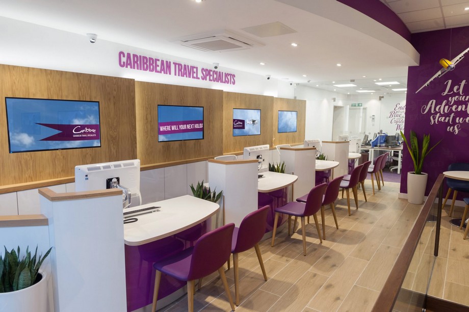 Bí quyết thiết kế nội thất văn phòng du lịch đẹp và ấn tượng > Thiết kế văn phòng du lịch tông màu tím hiện đại