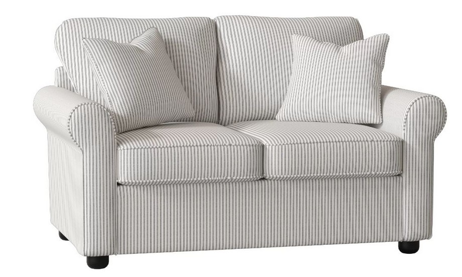15 mẫu sofa đôi xinh xắn, nhỏ gọn cho các căn hộ chung cư có diện tích nhỏ hẹp > Mẫu sofa đôi chất liệu vải nỉ kẻ sọc trẻ trung