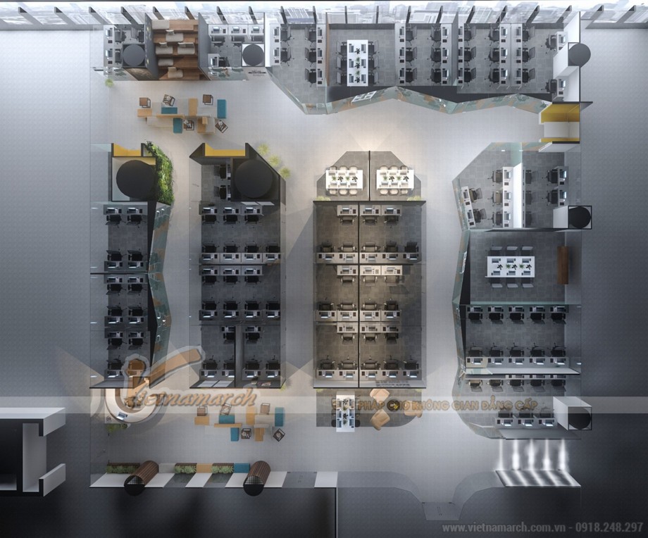 48+ mẫu thiết kế văn phòng lớn nhỏ- Coworking space đẹp hiện đại-Chất nhất 2023 > thiết kế văn phòng coworking space 600m2 tại tòa nhà Dolphin Plaza