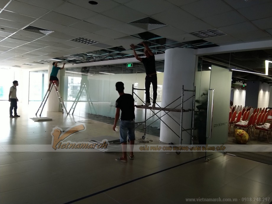 Hình ảnh thi công nội thất văn phòng - không gian làm việc cung coworking space Dolphin