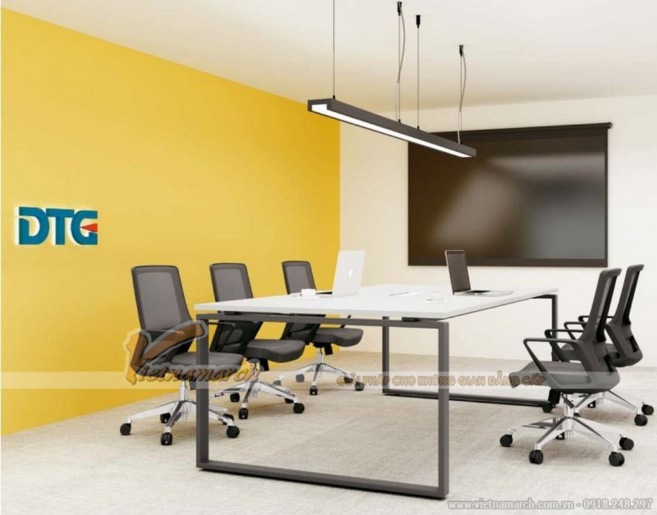 Mẫu bàn làm việc D275 hiện đại dành cho văn phòng, không gian làm việc chung > Mẫu bàn làm việc D275 hiện đại cho văn phòng, không gian làm việc chung được ứng dụng trong không gian phòng họp nhỏ