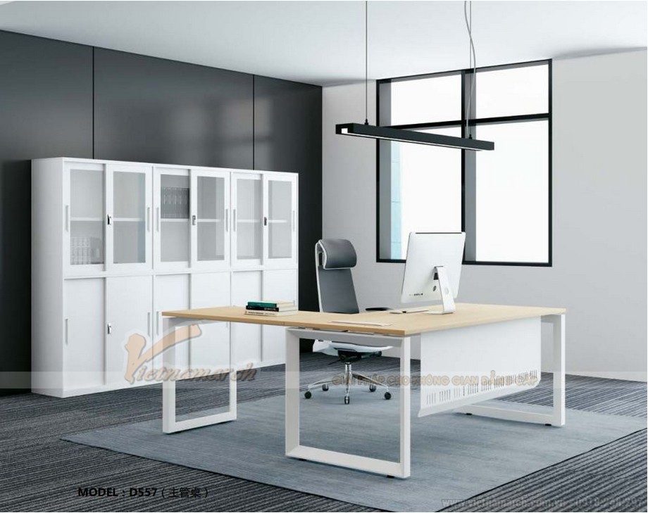 Mẫu bàn làm việc D557 hiện đại, đa năng cho không gian nội thất văn phòng > Mẫu bàn làm việc D557 hiện đại, đa năng cho không gian nội thất văn phòng giám đốc thanh lịch màu trắng 