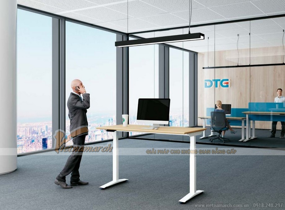 Mẫu bàn làm việc đa năng ấn tượng cho nội thất văn phòng hiện đại: G20 > Mẫu bàn làm việc đa năng ấn tượng cho nội thất văn phòng hiện đại đặt tại khu vực sảnh