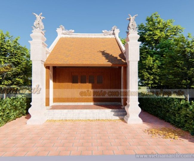 Bản vẽ thiết kế 3D nhà thờ họ 1 gian 2 mái diện tích nhỏ 30-35m2