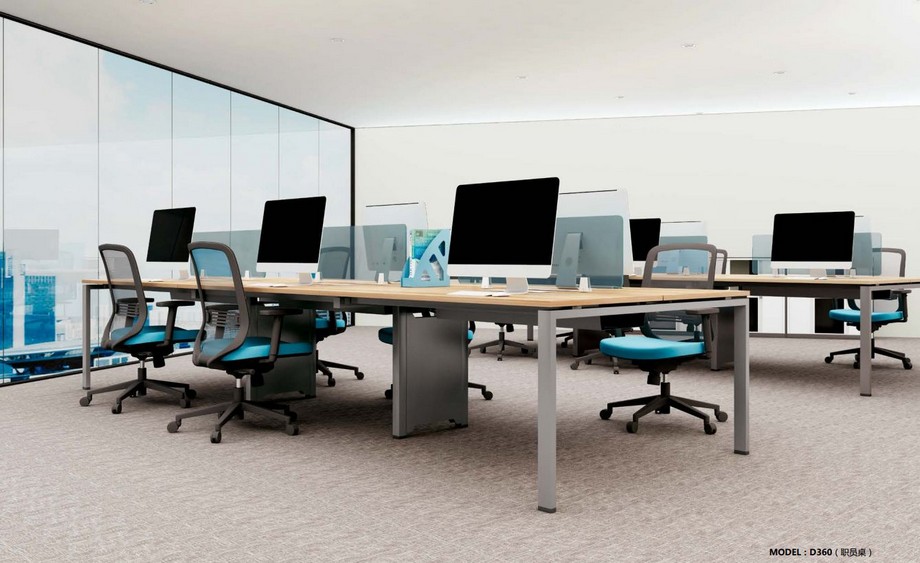 Mẫu thiết kế bàn làm việc D360 kiểu dáng hiện đại cho không gian văn phòng Mẫu thiết kế bàn làm việc D360 kiểu dáng hiện đại cho không gian văn phòng với các vách dưới chân