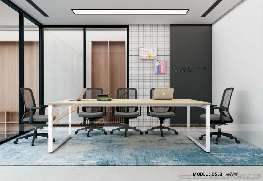 Mẫu thiết kế bàn làm việc D558 hiện đại, trẻ trung cho không gian văn phòng > Mẫu thiết kế bàn phòng họp D558 hiện đại, trẻ trung sơn trắng cho không gian văn phòng ấn tượng