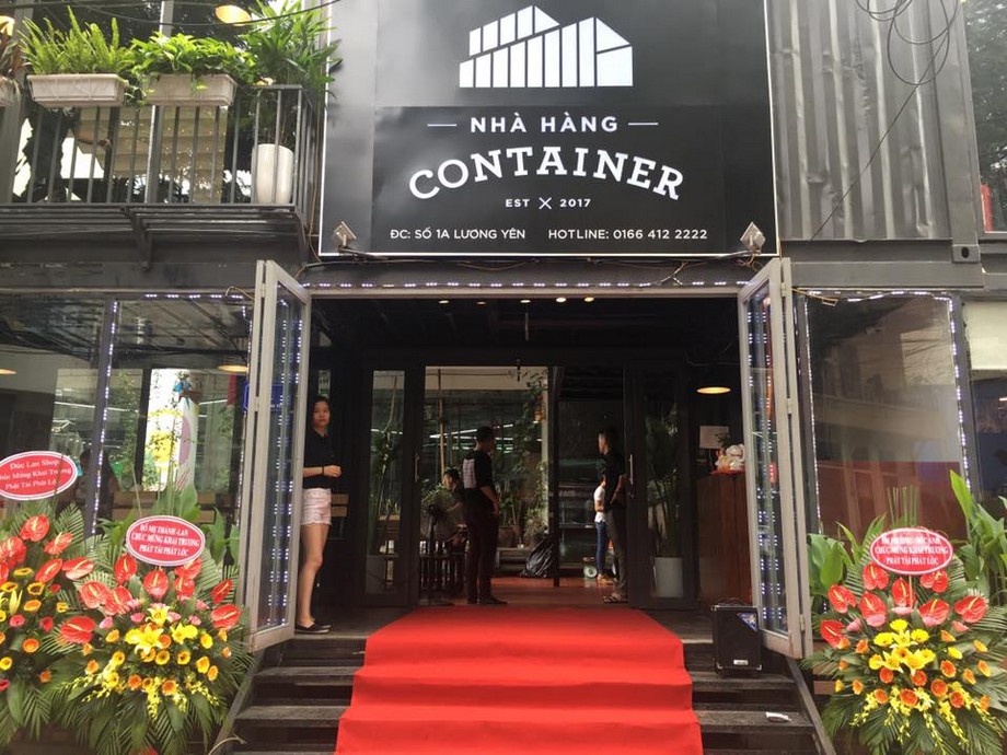 Mẫu thiết kế nhà hàng container ở Lương yên > Mặt tiền Nhà hàng container Lương Yên