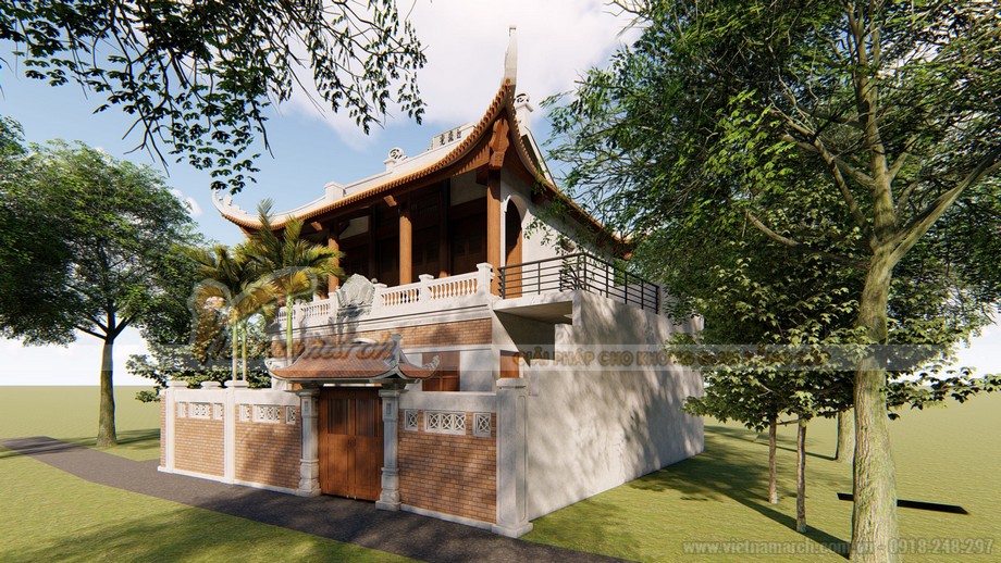 Mẫu hồ sơ thiết kế nhà thờ họ 3 gian 4 mái cong ở Nghi Lộc Nghệ An > Hình ảnh thiết kế nhà thờ họ 3 gian mái cong đẹp sang trọng Nghệ An