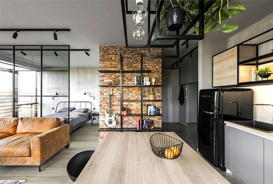 30 mẫu thiết kế căn hộ studio có diện tích nhỏ ấn tượng, hiện đại > Mẫu nhà có thiết kế mang hơi thở thiên nhiên