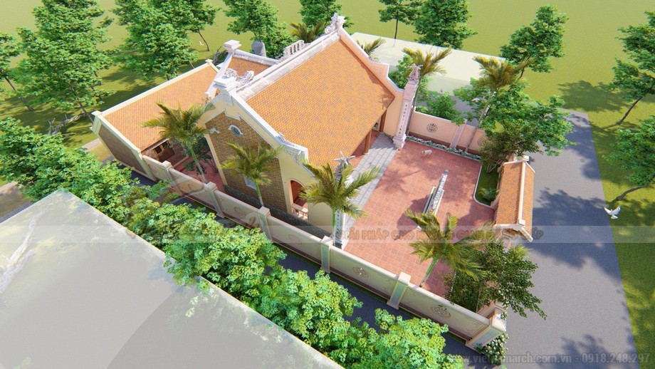 Bản vẽ thiết kế nhà thờ 75m2 chuẩn phong thủy của dòng họ Nguyễn Văn tại Ứng Hòa Hà Tây > Phong thủy khi thiết kế nhà thờ họ